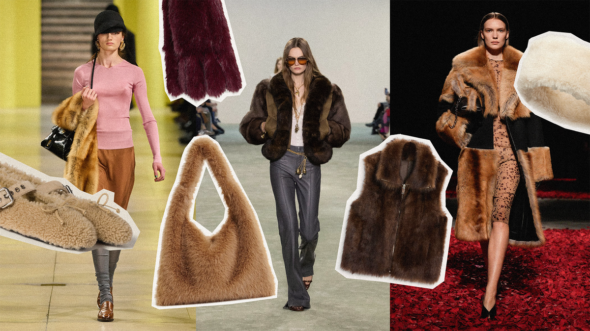 Winter 2025 furry fashion trends showcased with plush textures, stylish outfits, and accessories.