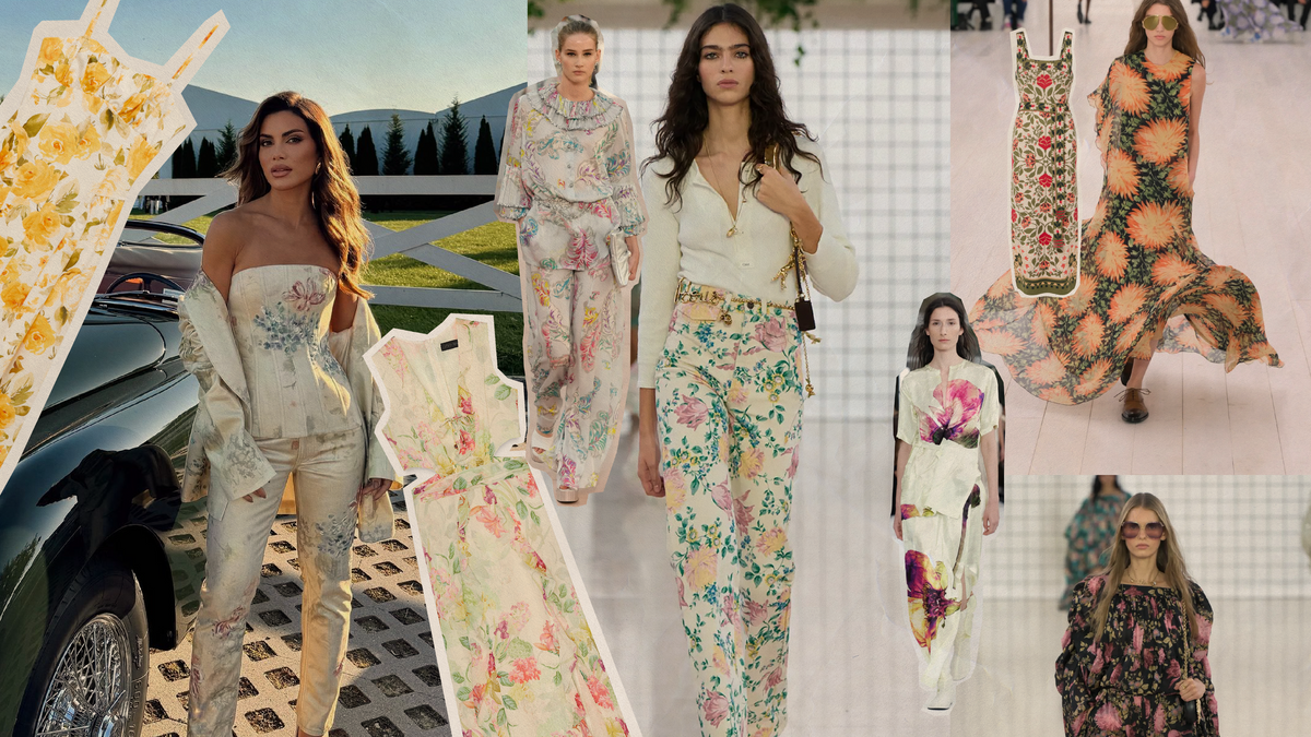 Bold floral trends spring summer 2025 featuring vibrant floral garments and stylish outfits.