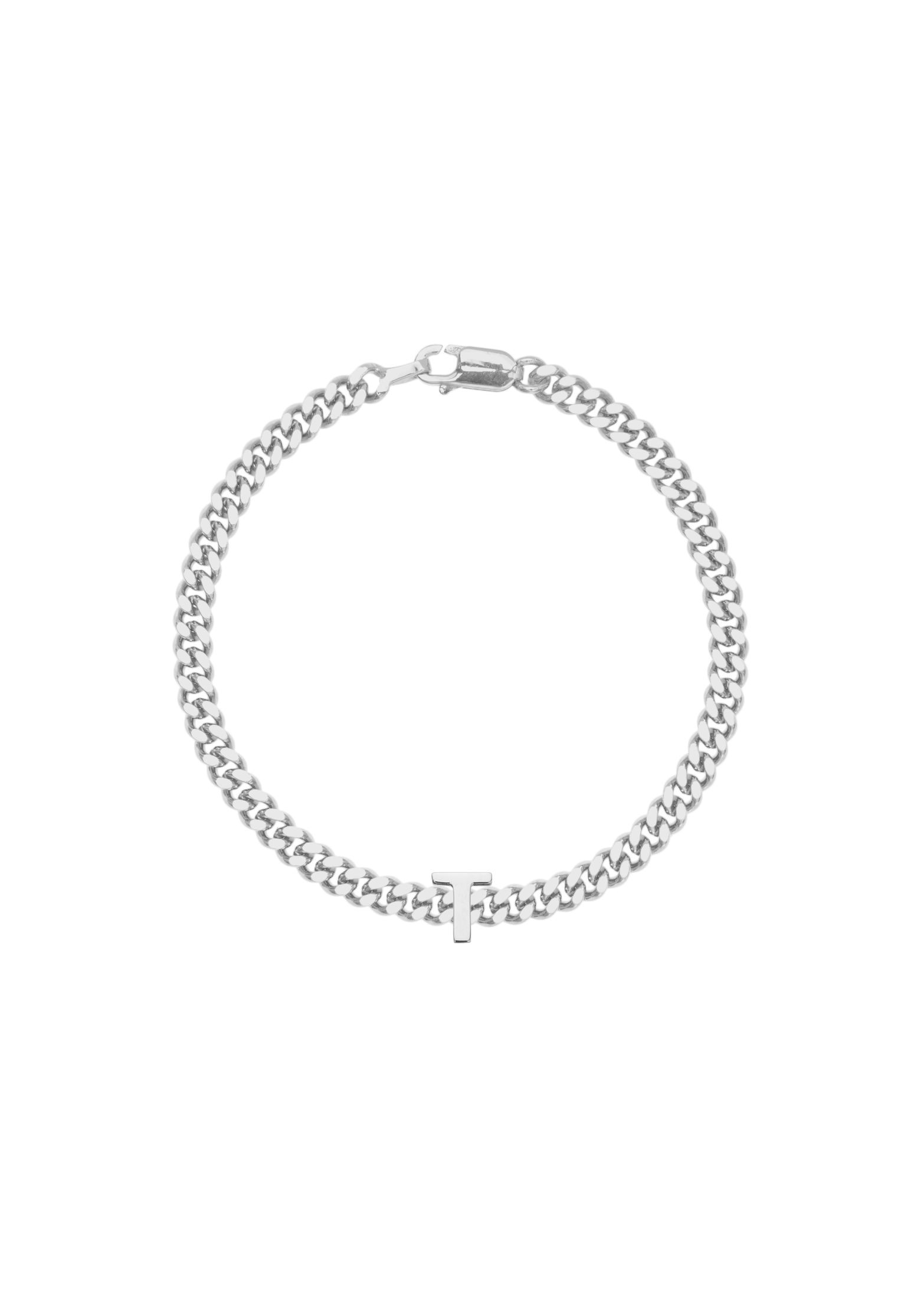 kids bracelet with letter T in silver