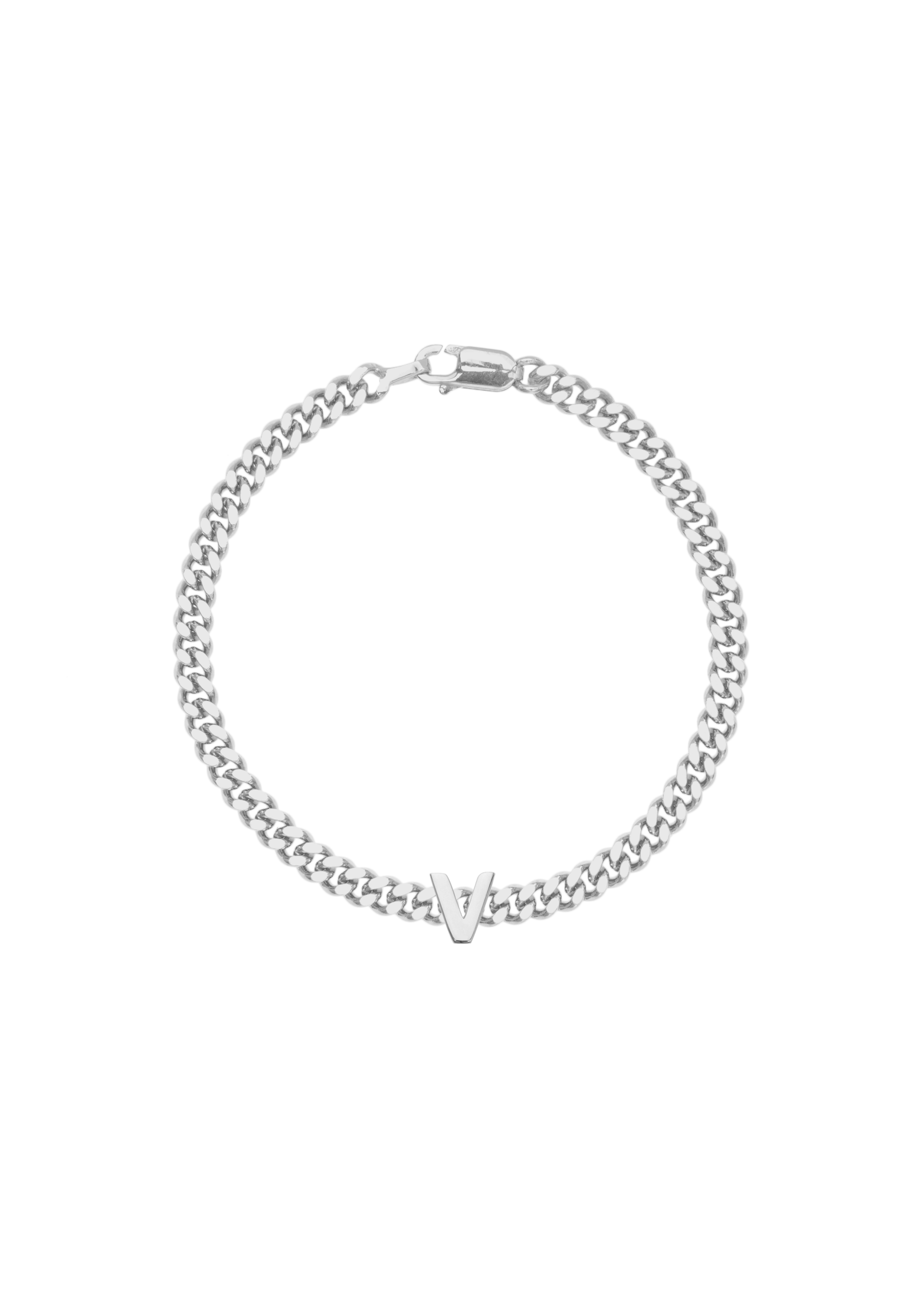 kids bracelet with letter V in silver