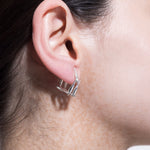 model wearing tereza huggies in silver